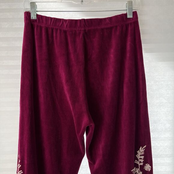 Johnny Was Burgundy Velvet embroidered sweatpants style J60421-7, size M - Picture 6 of 8